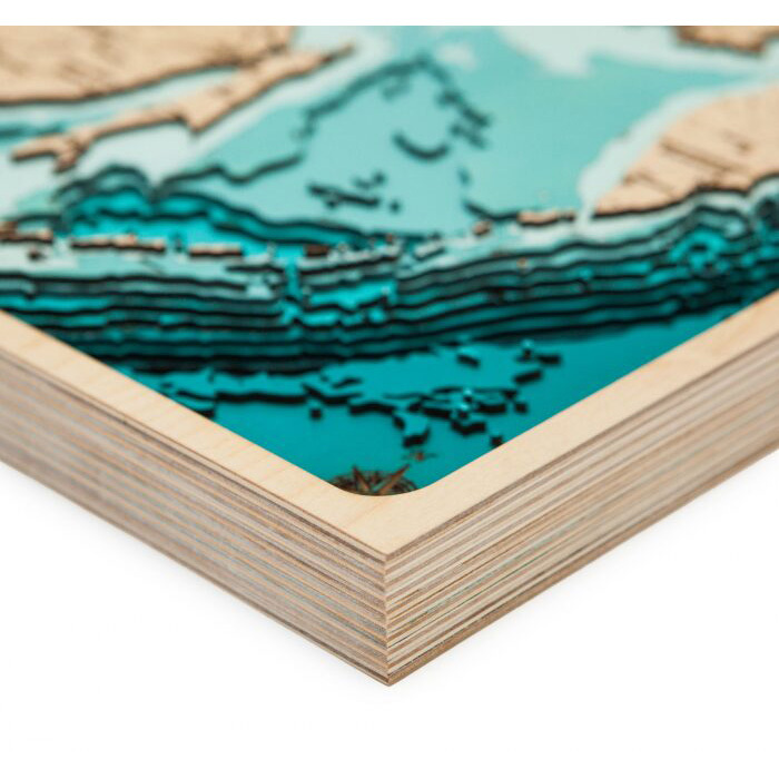 Map of the Sea of Okhotsk made of wood, to order