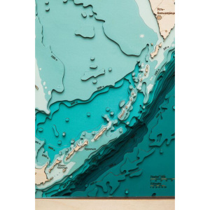 Map of the Sea of Okhotsk made of wood, to order