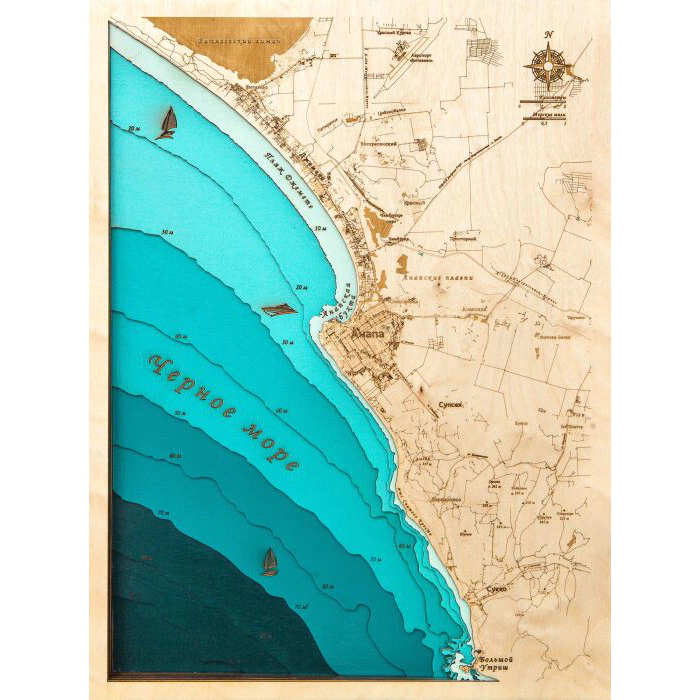 Anapa map made of wood, to order