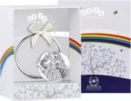 Детская серебряная погремушка DODO "Божья коровка" на кольце