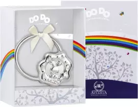 Детская серебряная погремушка DODO "Зайка" на кольце
