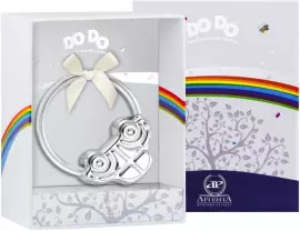 Детская серебряная погремушка DODO "Машинка" на кольце