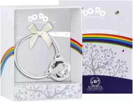 Детская серебряная погремушка DODO "Мишка" на кольце