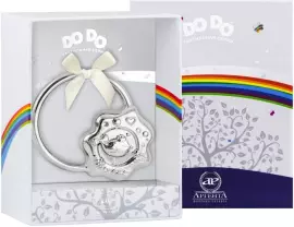 Детская серебряная погремушка DODO "Птичка" на кольце