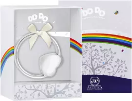 Детская серебряная погремушка DODO "Сердце" на кольце