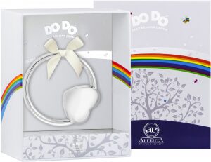 Детская серебряная погремушка DODO "Сердце" на кольце