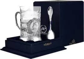 Подстаканник из серебра "Медный всадник" с чернением