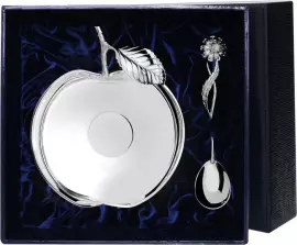 Серебряный набор "Яблоневый сад": ваза, ложка