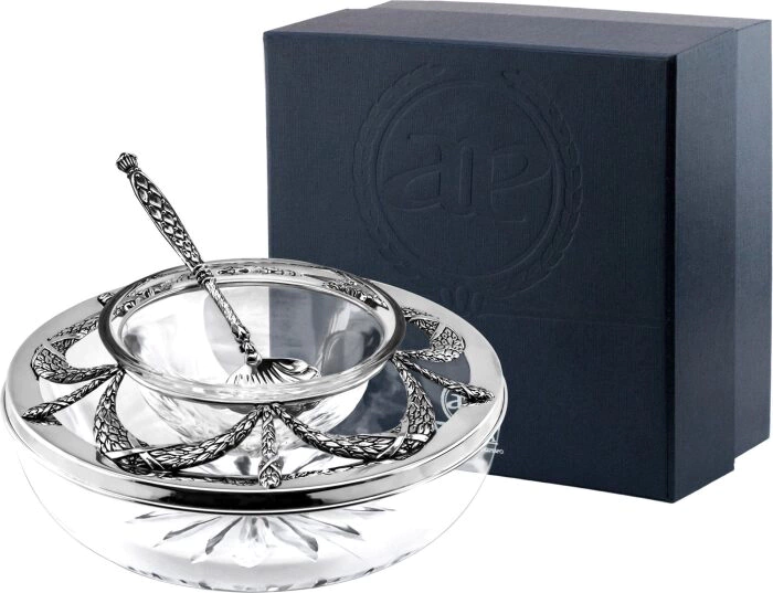Silver caviar bowl "Triumphal" with a spoon