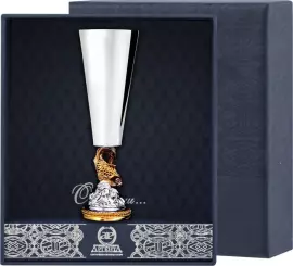 Рюмка для водки из серебра "Золотая рыбка" с позолотой, на 1 персону