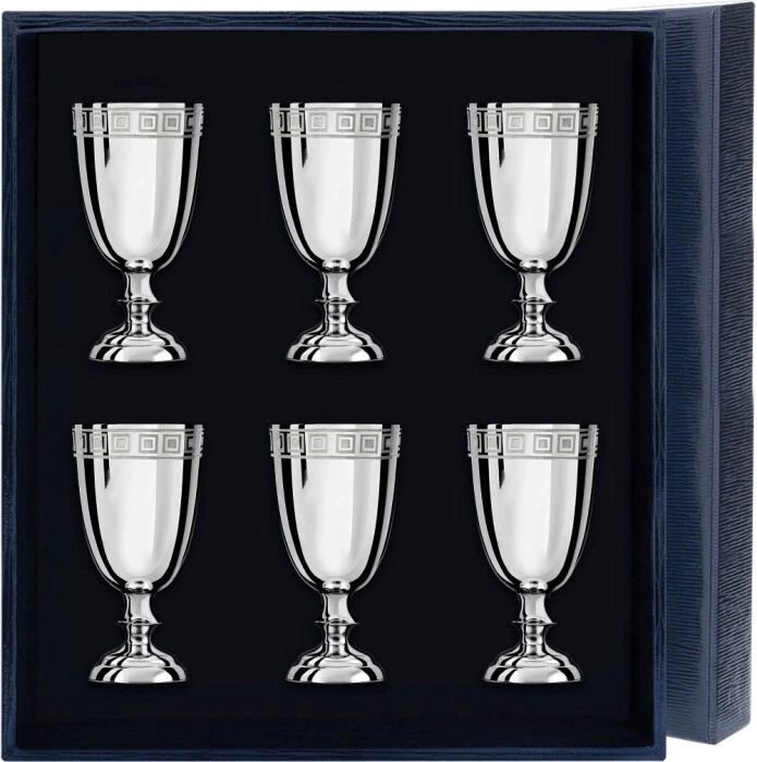 A set of vodka glasses made of silver No. 1 with a "Square" pattern for 6 people