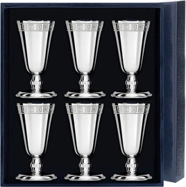 Set of vodka glasses made of silver No. 4 with a "Square" pattern for 6 people