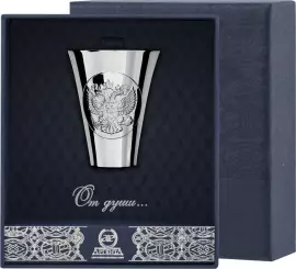 Рюмка для водки из серебра "Герб" полированная, на 1 персону