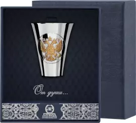 Рюмка для водки из серебра "Герб" с позолотой, на 1 персону