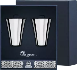 Набор стопок для водки из серебра "Гладкая" на 2 персоны