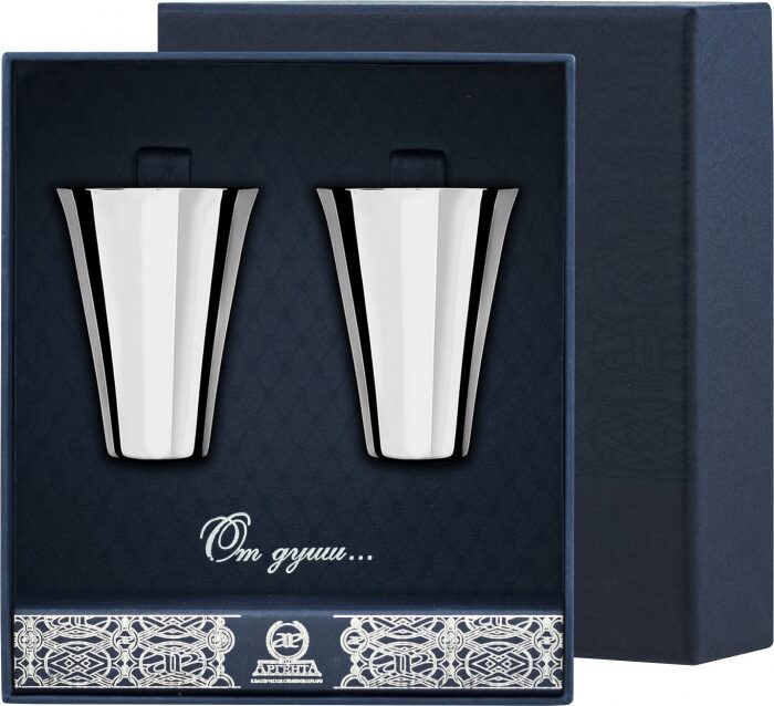 Набор стопок для водки из серебра "Гладкая" на 2 персоны