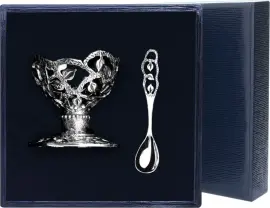 Набор для завтрака серебряный "Листопад": ложка и подставка под яйцо Набор для завтрака серебряный "Листопад": ложка и подставка под яйцо