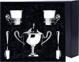 Кофейный набор из серебра "Богема": ложка, чашка, сахарница