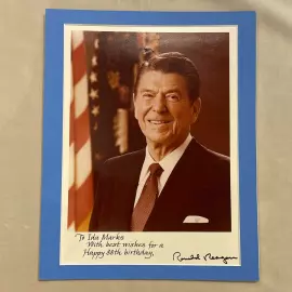 Фотография с автографом 40-го Президента США Рональда Рейгана