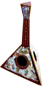 Балалайка "Зимние забавы" с ёлочной игрушкой, Палех