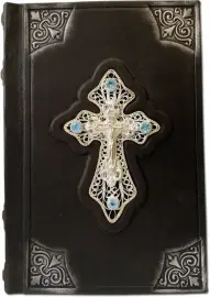 Православный молитвослов с крестом, филигранью (серебро) и топазами