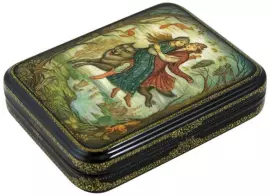 Шкатулка для украшений "Иван царевич и серый волк" малая, Холуй