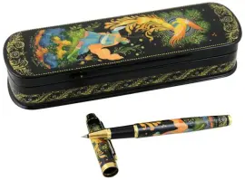 Набор: ручка в шкатулке "Жар-птица" малая, Палех Набор: ручка в шкатулке "Жар-птица" малая, Палех