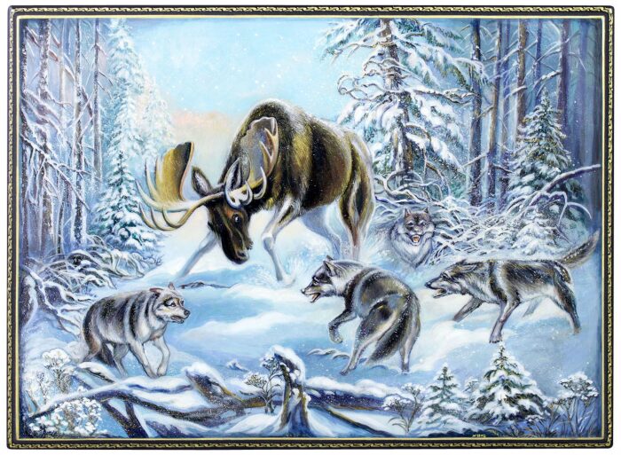 Paper box "Moose" (Palekh)