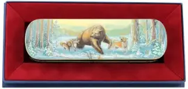 Набор: ручка в шкатулке "На медведя" Палех Набор: ручка в шкатулке "На медведя" Палех