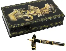 Набор: ручка в шкатулке "Охота" малый, Палех Набор: ручка в шкатулке "Охота" малый, Палех