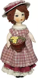 Statuette "Doll with dark hair with flowers"