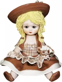 Statuette "Doll sitting with flowers" brown