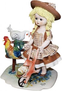 Statuette "Doll standing with a wheelbarrow by the bench"
