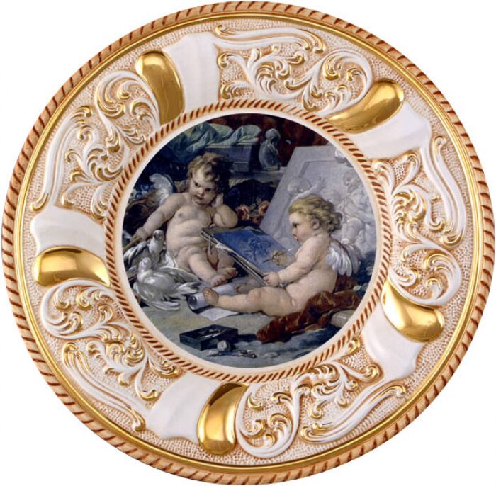 Decorative plate on the wall "Two drawing angels"