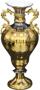 The Dragon vase is gold with platinum