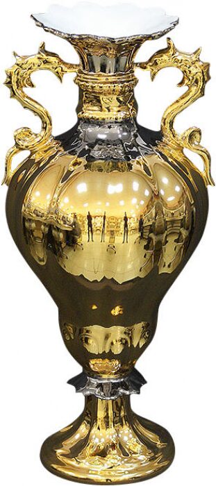 The Dragon vase is gold with platinum