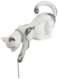 Статуэтка "Кошка спрыгивающая", цвет: белый с платиной Статуэтка "Кошка спрыгивающая", цвет: белый с платиной