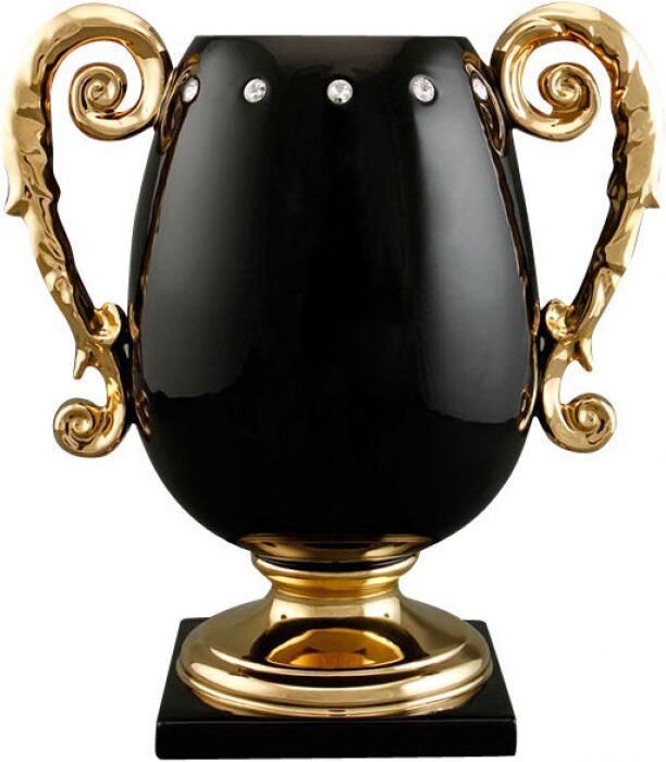 Vase with handles, black color
