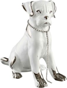 Ceramic figurine "Puppy", color: white with platinum