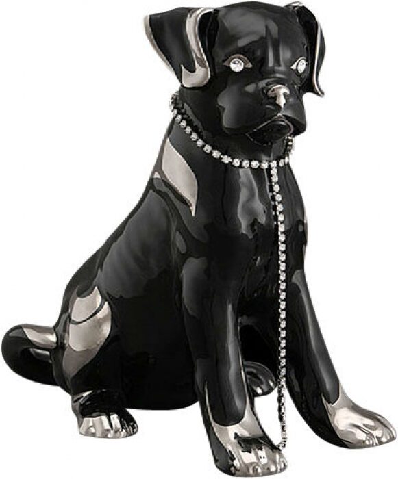Ceramic figurine "Puppy", color: black with platinum