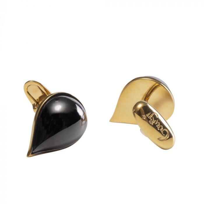 Silver cufflinks with gold leaf "Drop"