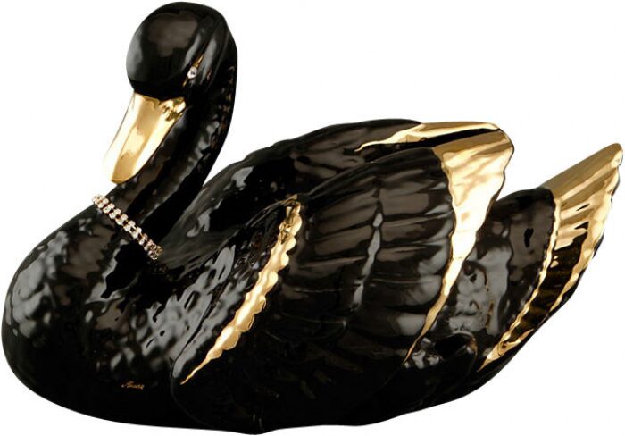 The Swan statuette is large, color: black