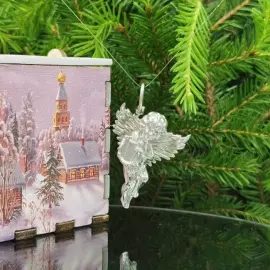 Елочная игрушка "Ангел Рождественский" из серебра
