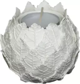 Подсвечник маленький "Листья", цвет: белый