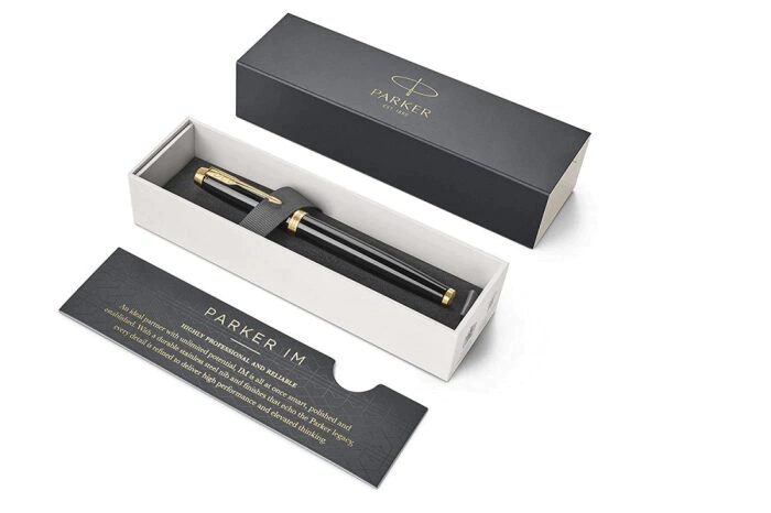 Engraved set: diary and roller pen "IM" Black GT