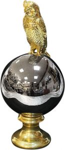 Statuette "Owl sitting on a ball", color: platinum and gold