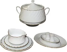 Столовый сервиз "Волны" с золотым декором Столовый сервиз "Волны" с золотым декором