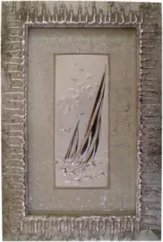 Painting "Sailboat" with silver decor