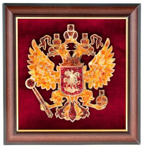 Amber panel "Coat of Arms of the Russian Federation"