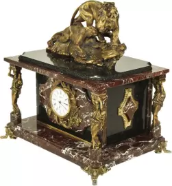 Сейф-часы "Львиная семья" яшма